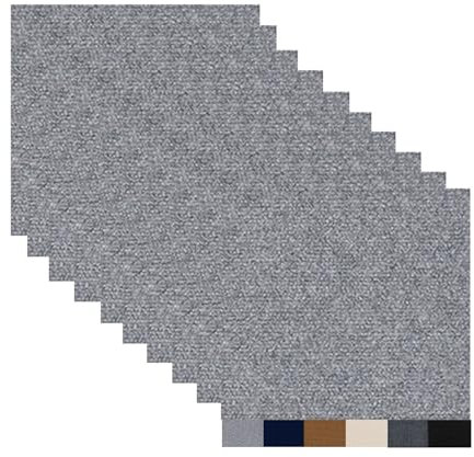 Hiseng Teppichfliesen Selbstklebend 30x30cm, 10/20/30 Stück Teppichfliesen Selbstliegend Rutschfeste Strapazierfähig Teppich Bodenbelag für Büro Wohnzimmer Schlafzimmer (10 Stück,Hellgrau)