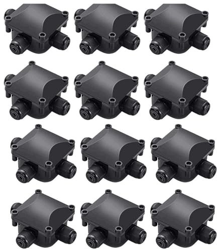 LOTUSWILD Scatola di giunzione, 12PCS impermeabile IP68 Connettore per cavo a 3 vie con connettore per cavo 3-way Scatola di giunzione all'aperto