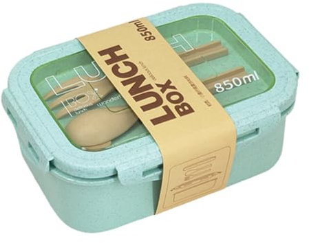 ISAKEN Bento Boxes Caja Bento hermética sin BPA con 2 Compartimentos Fiambrera con Cubiertos Fiambrera de Oficina Fiambrera a Prueba de Fugas sin BPA para el Trabajo Picnic Oficina Viajes