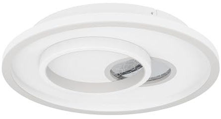 EGLO LED Deckenleuchte Tiriolo, geometrische Deckenlampe | Wohnzimmerlampe aus Metall und Kunststoff in Weiß und Silber, Flurlampe neutralweiß, ∅ 38 cm