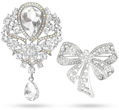 XianZhan EU 2 Stk Brosche Damen, Silber Strass Brosche für Bekleidungsaccessoires, Mantel, Kleid, Feiertagsanlässe, Hochzeit, Party, etc
