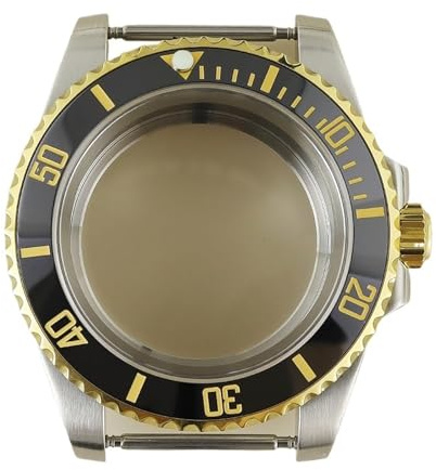 MEUIXT 40 Mm Steriles Herrenuhrgehäuse, Saphirglas, Kompatibel Mit NH34 NH35 NH36/38, Miyota 8215 ETA 2824-Uhrwerk, 28,5 Mm Zifferblattteile(Black 2,Seiko NH34 35 36 38)