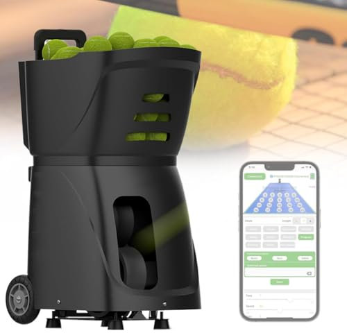 Lanciapalle da tennis per la casa, lanciapalle automatico portatile per l'allenamento del tennis, controllo tramite app mobile, grande capacità 100, per tutti gli amanti del tennis, competizioni