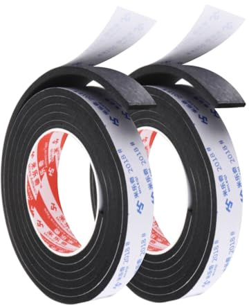 PATIKIL 2m Dichtungsband Selbstklebend, 25mm(B) x 5mm(D) Dichtband für Fenster Türen, Schaumstoff Klebeband 2 Rollen, Schwarz