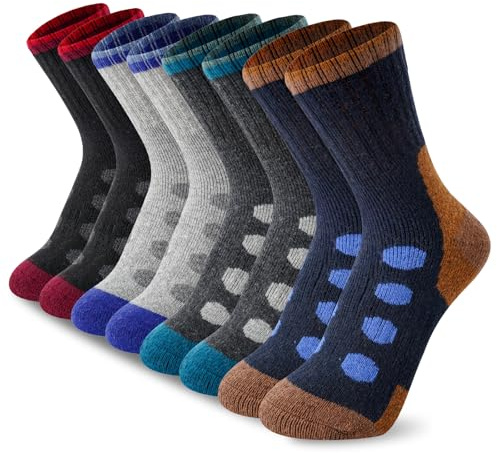 BISOUSOX Calzini di Lana per Bambini 4 Paia Calzini Invernali per Bambini Calzini Spessi e Caldi per Bambini 4-7/8-12 Anni Sci Bambini Morbido Calze Termiche per Bambini Calzini Regalo per Ragazzo
