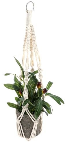 Gjinxi Macramé Cesta Colgante Cestas Colgantes Cesta Colgante de Cuerda de Algodón para Macetas Colgantes Decoración Boho Cesta Colgante Beige para Colgar en Interiores Exteriores jardín Sala de Estar