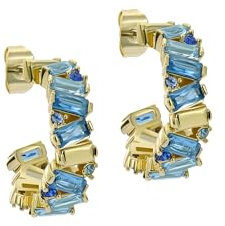 Ted Baker Clarence Crystal Cluster Hoop Earrings for Women (Gold/Blue Multi Crystal)