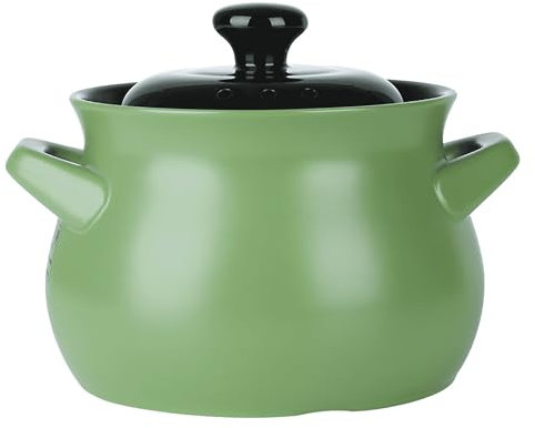Olla cocinar, Olla cerámica Resistente al Calor, Olla cerámica con Doble asa, sopera cerámica Pura, Olla Barro Redonda cerámica, Olla Barro, Utensilios Cocina cerámica