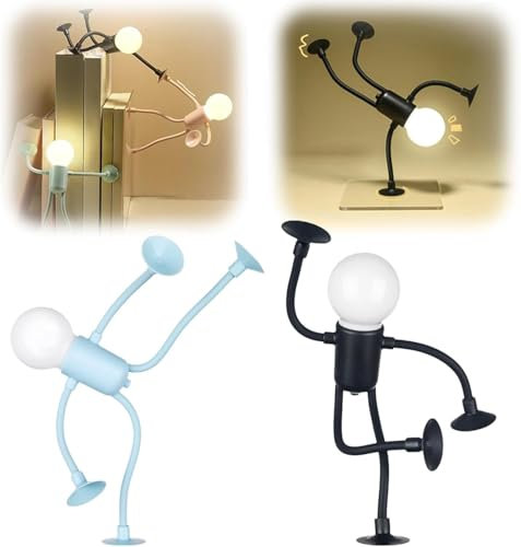 Veränderbare Form Lustiges Sportler Nachtlicht, DIY Form Nachtlichter, Saugnapf Biegbare Schreibtischlampe, Kreative Nachtlampe für Schlafzimmer Badezimmer Flur Küche Weihnachten (Schwarz+Blau)