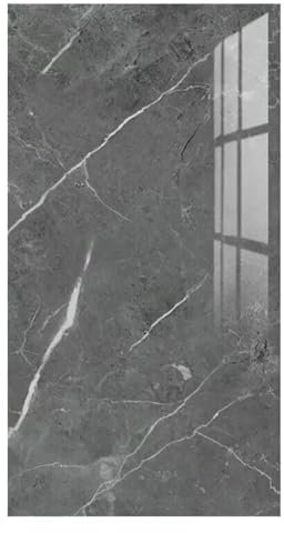 LUSKSk 10Pcs Marble Tiles Sticker 30x60cm Self-Adhesive Stick On Kitchen Home Wall Bathroom Decor (Dark Grey)