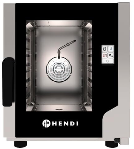 HENDI Kombidämpfer, Simple Touch, für 5x GN2/3 Bleche, mit 1 reversibler Lüfter, 99 programmierbaren Einstellungen, Heißluft- mit Dampf-Backofen, Dampfgarer, 230V/3200W, 550x754x(H)662mm, Edelstahl