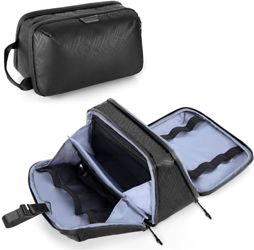 Yarwo Travel Toiletry Bag for Men Hanging Dopp Kit Shaving Storage Case | Waterproof, hanging hook, multiple compartments, compact, sturdy handle, travel toiletry organizer for razor and skincare