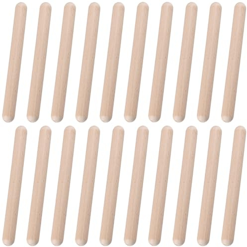 CHUENHEI 20 Stück Klanghölzer 20 x 2 cm, Klangstäbe Holz Klangholz Instrument Rhythmusstöcke Set, Rhythmus Sticks für Anfängers, Profis und Gruppenauftritte