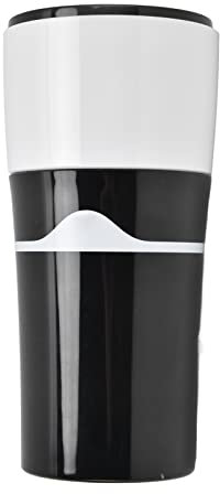 ZASCHMOY Tragbare Tropfkaffeemaschine für -Kapseln, Kompakte 450 Ml Reisekaffeemaschine mit Gemeinsamem Deckelbecher, Schwarz -Weiß Design (Schwarz-Weiss)