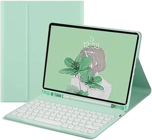 Case with Keyboard for Samsung Galaxy Tab A9+/A9 Plus 11 Inch 2023, Contain Ñ, Detachable Bluetooth Keyboard with Pencil Holder,Green
