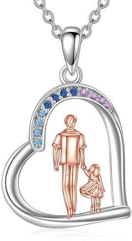 YAFEINI Mutter und Tochter Halskette 925 Sterling Silber Mutter Herz Halskette Weihnachten Geburtstag Anhänger Muttertag Kette Schmuck Geschenke für Mutter Tochter