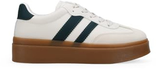 BOSANOVA Zapatillas de Plataforma para Mujer con Dos Tiras Laterales a Contraste y Doble Suela de Plataforma. Cierre Mediante Cordones Planos. Calzado para Mujer