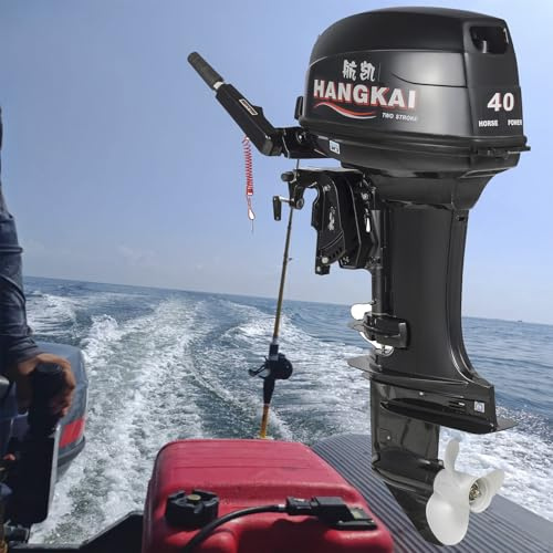 2 Stroke 40 HP Outboard Motor, Long Shaft 703CC Heavy Duty Outboard Motor Boat Engine Boat Motor Trolling Motor Fishing Boat Engine with Water Cooling & CDI Ignition System