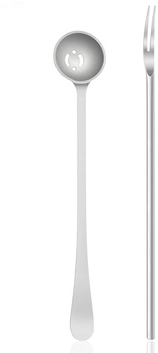 Thinp 2 Pcs Olive Spoon and Pickle Fork, Stainless Steel Long Handle Olive Fork for The Jar-Olive Spoons with Holes for Jars and Pickles Onion Cucumber
