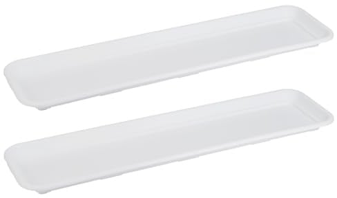 Tymar Fioriera Sottovaso Rettangolare, Sottovaso Per Fiori 80 Cm, Set Da 2, Vaso E Vaso Per Piante Natura (Bianco)