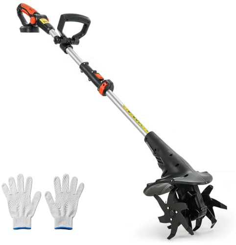 Outsunny Motocoltivatore Cordless 18V, Motozappa 20cm Larghezza, 4 Lame | 18cm Profondità, Manico Regolabile, per Orto Giardino e Terreni, Batteria e Caricabatterie Non Inclusi
