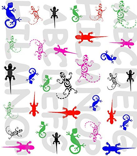AWS set Water decals Gecho geko geko geckos Nail Art Water transfer stickers Sheet of stickers transfer color Decal Lizard lizard tattoo (multicolor)