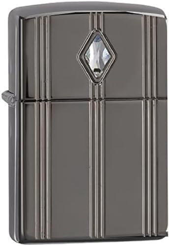 Zippo Sturmfeuerzeug - Kristall mit eleganten Linien - Armor Black Ice, Schwarz - Tief geschnitzt - Wiederverwendbar - Windfest - Geschenkbox - Made in USA