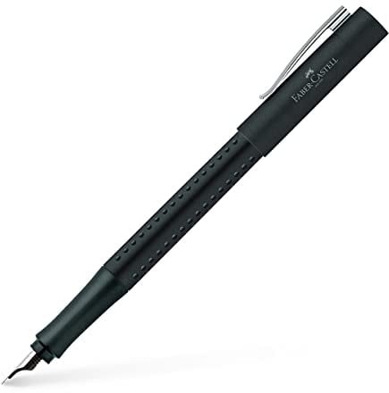 FABER-CASTELL 140901 - moderner Füller Grip 2011 mit Ergonomisches Design und Hochwertige Konstruktion, Füllfederhalter mit Feder M, Nachfüllbar inkl. Tintenpatrone - Schwarz, 1 Stück