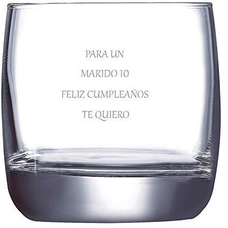 Regalo para hombres personalizable: Vaso de whisky grabado con el texto que tú quieras (Vaso de whisky con texto)