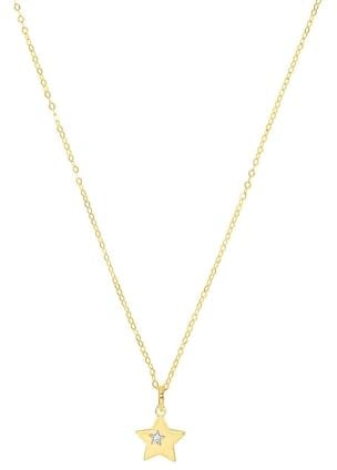 Amor Kette mit Anhänger Damen Halsschmuck, mit Zirkonia synth., 42 cm, Gold, Stern, Kommt in Schmuck Geschenk Box, 2019982