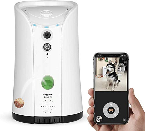 SKYMEE Dispensador de premios para cámara de Perro, WiFi Full HD cámara para Mascotas con Audio bidireccional y visión Nocturna, Compatible con Alexa