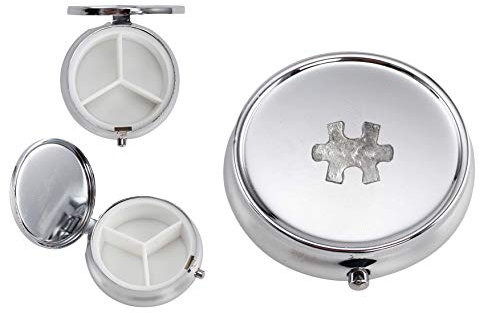 Jigsaw Piece Middle FT9 Made From Fine English Pewter On A Mirrored 3 Section Pill Box Container POSTED BY US GIFTS FOR ALL 2016 FROM DERBYSHIRE UK