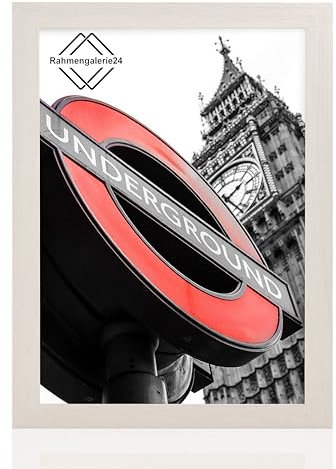 rahmengalerie24 Bilderrahmen Fotorahmen 40x40 cm Birke bilderrahmen zum aufhängen MDF picture frames Farbe und 40 verschiedene Größen wählbar ohne Passepartout Rahmen London