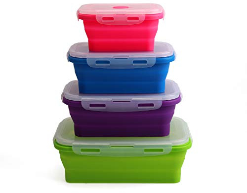 Silicone Food Storage Containers - Set of 4 - Plastic Food Containers with Lids, Microwave & Dishwasher Safe, Airtight Food Storage Container - from Jean-Patrique