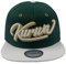 Outfitfabrik ♥ Snapback Cap Kurwa in Old-English-Green, Schirm im Alcantara-Stil, weißer 3D-Stick (Festival, Provokation, Statement, Beleidigung), für Männer und Frauen, verstellbar
