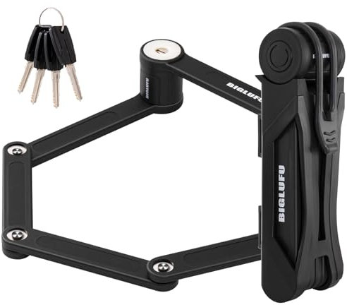 BIGLUFU Fahrradschloss Faltschloss Fahrradschloss mit Halterung Lang 86cm/34inch, mit 6 Legierungsstahl Verbinden für Motorrad Rennrad E-Bike (Sperren mit 4 Schlüsseln)