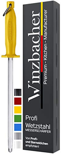 Winzbacher [39cm] Profi Messerschärfer Wetzstahl – aus gehärtetem Spezialstahl | Messerschaerfer Messerschleifer | ergonomisch geformter Soft-Touch Griff mit Fingerschutz