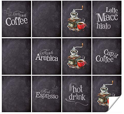 GRAZDesign Fliesenaufkleber Küche Kaffee Motive in Grau Klebefliesen Fliesen selbstklebend - Kaffee – Motive in Grau