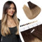 Elailite Tape in Extensions Echthaar 20 stück 45cm 50g Haarverlängerung Haarteil Echthaar #4T27 Mittel braun Ombre Dunkelblond