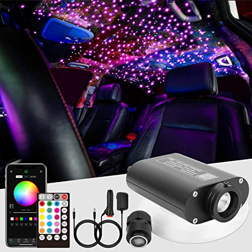 CHINLY Bluetooth 16W RGBW LED Fiber Optic Star Deckenleuchten Kit APP/Fernbedienung Gemischt 450pcs*(0,75+1,0+1,5mm)*3m Glasfaser für Zuhause/Auto