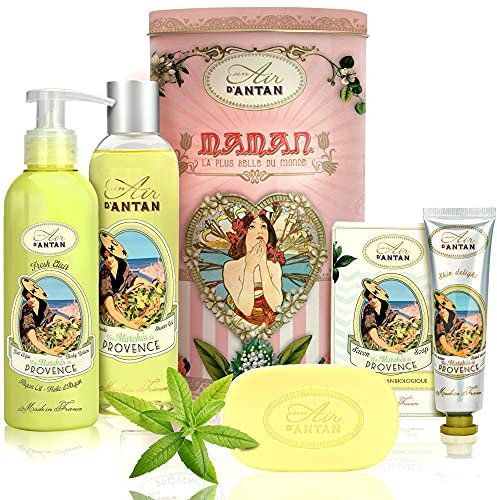 Provence Verbena Pamper Gift Set for Women: Shower Gel, Body Lotion, Organic Soap & Hand Cream