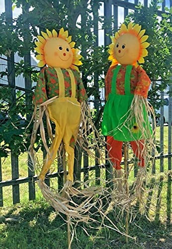 PMS Lot de 2 épouvantails géants décoratifs 160 cm
