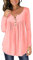 Chemise Femme Chic et Élégant Rose Coton Tunique T-Shirts à Manches Longues Haut Décontractés Amples Tshirt Tops