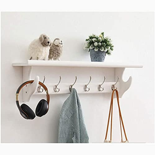 YXZN Porte Manteau Crochet pour Manteau avec Étagère Porte Manteau Mural Portant à Vêtement avec Crochets pour Chapeaux écharpes Parapluies Clés pour Entrée Salle de Bain