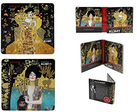 CARMANI Korkunterlage, quadratisch, 2 Stück, Korkmatte/Untersetzer, verziert mit verschiedenen Gemälden von Gustav Klimt