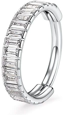 Conch Creolen Silber Nasenring Creolen 16G Huggie Ohrringe Chirurgenstahl Kleine Creolen Hinged Segment Clicker Ring Conch Piercing Knorpelohrring Lobe Ohrring Schmuck mit rechteckigem CZ 10mm