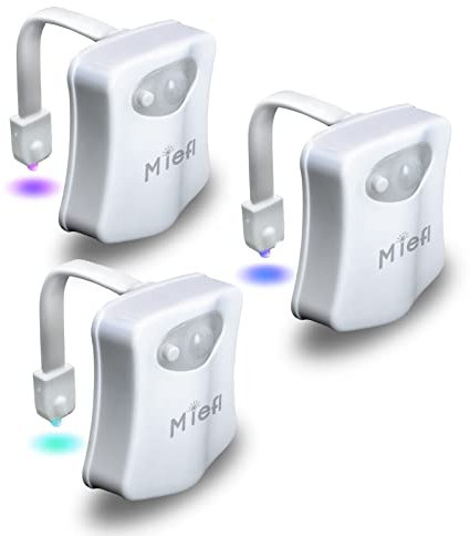 Toilet Light Motion Sensor Activated 16 Colors Changing, 3 Pack LED Toilet Seat Lights Inside Glow Bowl, Smart Bathroom Night Light Cool Funny Christmas White Elephant Gag Gifts Dad Mom Boy Men Unisex