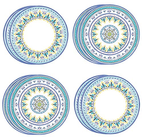Talking Tables Lot de 20 assiettes en carton marocaines géométriques jaunes et bleues Vaisselle de fête jetable pour l'été, un anniversaire, recyclables SOUK-PLATE-BLUE 1.0 unité