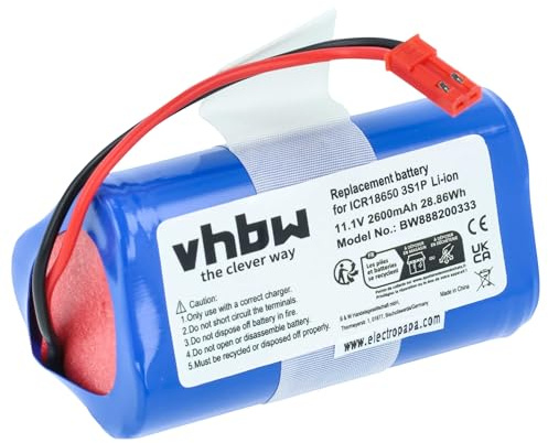 vhbw Akku kompatibel mit Evolution SR 2000, SR 2001 Home Cleaner Heimroboter (2600mAh, 10,8V, Li-Ion)