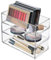 mDesign Kosmetik Organizer – stapelbare Aufbewahrungsbox für Kosmetikartikel wie Lippenstift und Nagellack – Schminkaufbewahrung für Bad oder Schlafzimmer – 3er-Set – durchsichtig